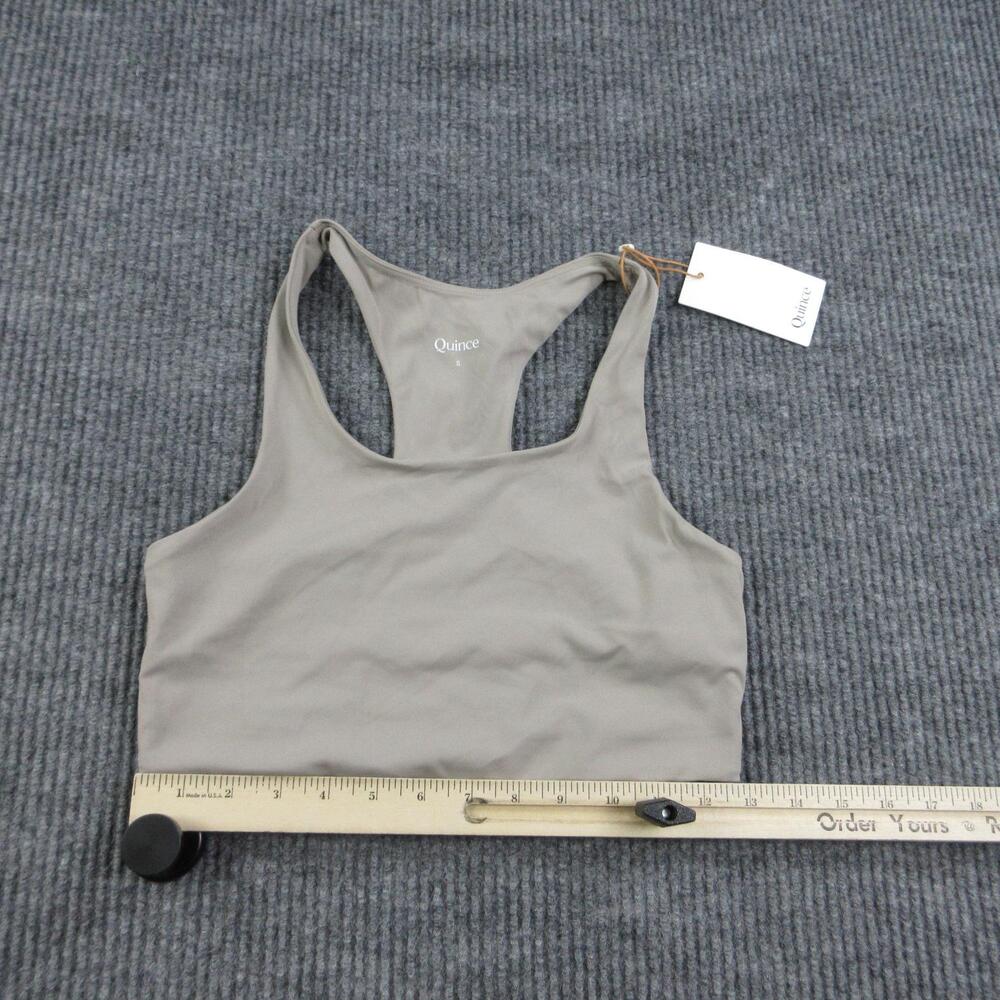 Quince Sports Bra Womens S Morel Grey Ultra-Form Scoop Neck Racerback NWT